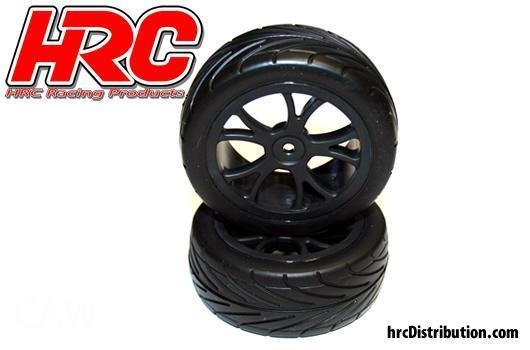 Reifen - 1/10 Buggy - 4WD Vorne - montiert - Schwarz Felgen - 2.2_ - 12mm hex - Street Arrow Radial (2 Stk.) / HRC61106