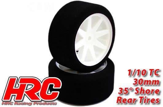 Reifen - 1/10 Touring - montiert - 12mm Hex - 30mm (Hinten) - 35° shore Moosgummi Reifen (2 Stk.) / HRC61093