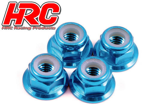 Radmuttern - M4 nyloc geflanscht - Aluminium - Blau (4 Stk.)