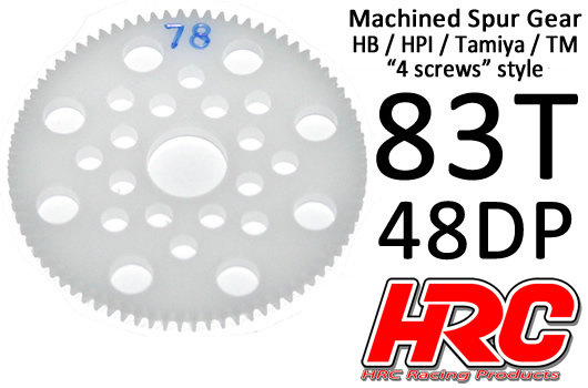 Hauptzahnrad - 48DP - Low Friction Gefräst Delrin - HPI/HB/Tamiya Style -  83Z