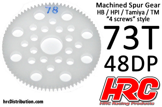 Hauptzahnrad - 48DP - Low Friction Gefräst Delrin - HPI/HB/Tamiya Style -  73Z