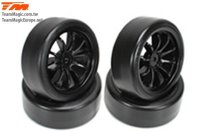 Reifen - 1/10 Drift - montiert - 10 Spoke schwarz Felgen...