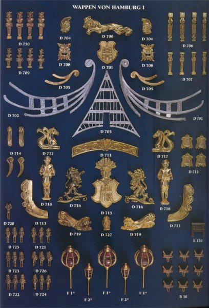 Met.beschlagteile Wappen v. Hamburg