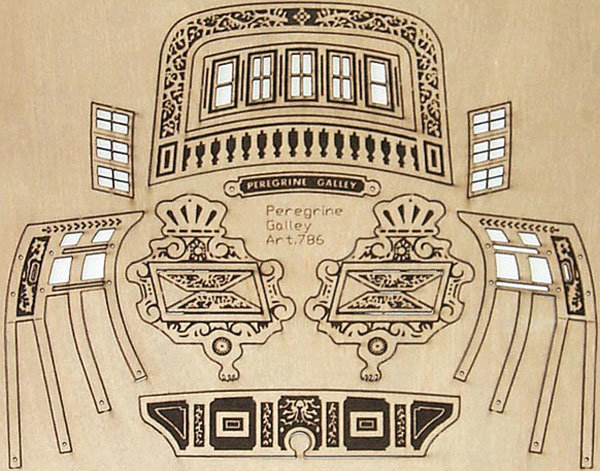 Gravurteile Holz Peregrine Galley