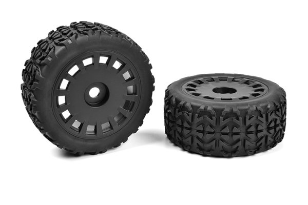 Team Corally - Off-Road 1/8 Truggy Tires - Tracer - Glued on Black Rims - 1 pair