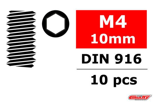 Team Corally - Stahl Madenschrauben M4 x 10mm - Innensechskant - 10 St