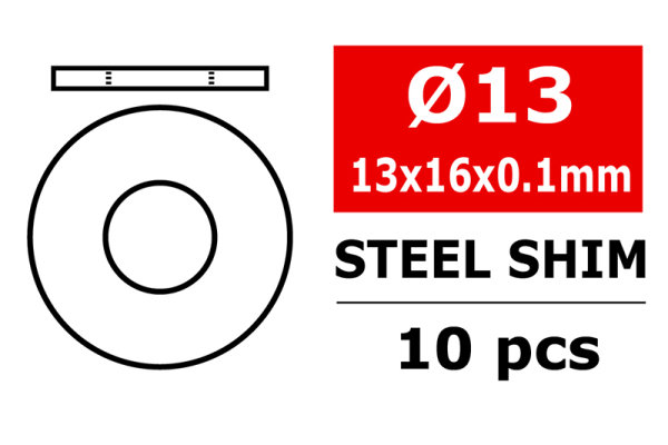 Team Corally - Steel Metric Shim - 13x16x0,1mm - 10 pcs