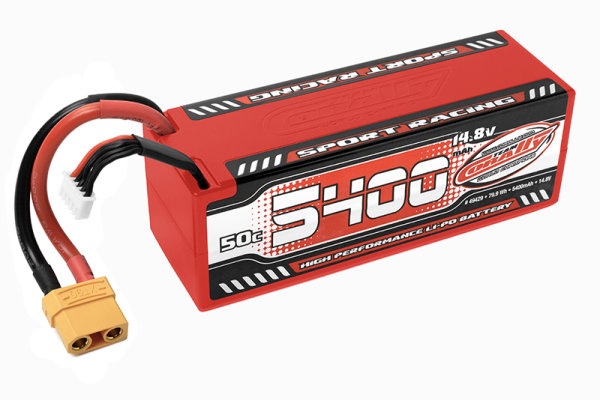 Team Corally - Sport Racing 50C LiPo Battery - 5400mAh - 14.8V - Stick 4S - Hard Wire - XT90