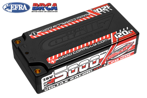 Team Corally - Voltax 120C LiPo HV Battery - 5000 mAh - 7.6V - Shorty 2S - 4mm Bullit