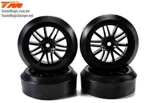 Reifen - 1/10 Drift - montiert - 15-Spoke Felgen - 12mm Hex - Extra Hard (4 Stk.)