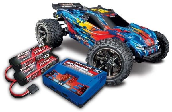 TRAXXAS Rustler 4x4 BL rt/ge RTR mit Akku/Lader-SET *AKTION*