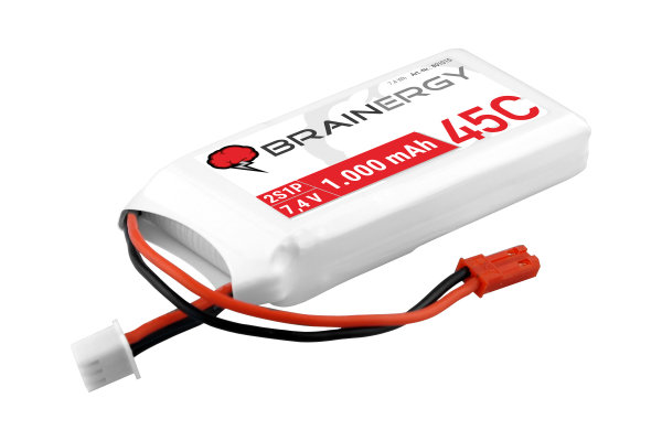 Lipo Akku 2S - 7,4 Volt - 1000mAh, 45C und Goldkontakt kompatibel mit JST BEC