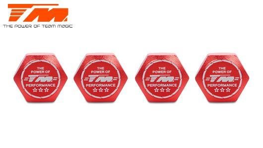 Wheel Nuts - 1/8 Buggy - 17mm - TM Serrated Dirt Shield Wheel Nuts - Red (4 pcs)