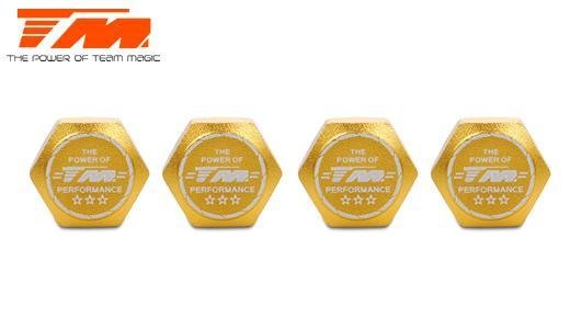 Wheel Nuts - 1/8 Buggy - 17mm - TM Serrated Dirt Shield Wheel Nuts - Gold (4 pcs)