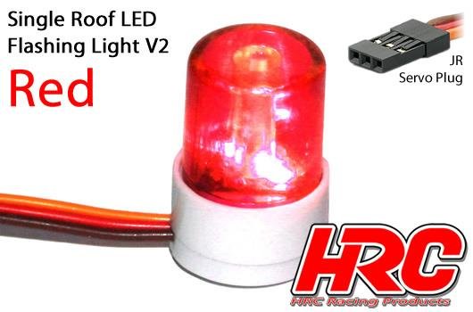 Lichtset - 1/10 TC/Drift - LED - JR Stecker - Einzeln Dach Blinklicht V2 -  Rot / HRC8737R